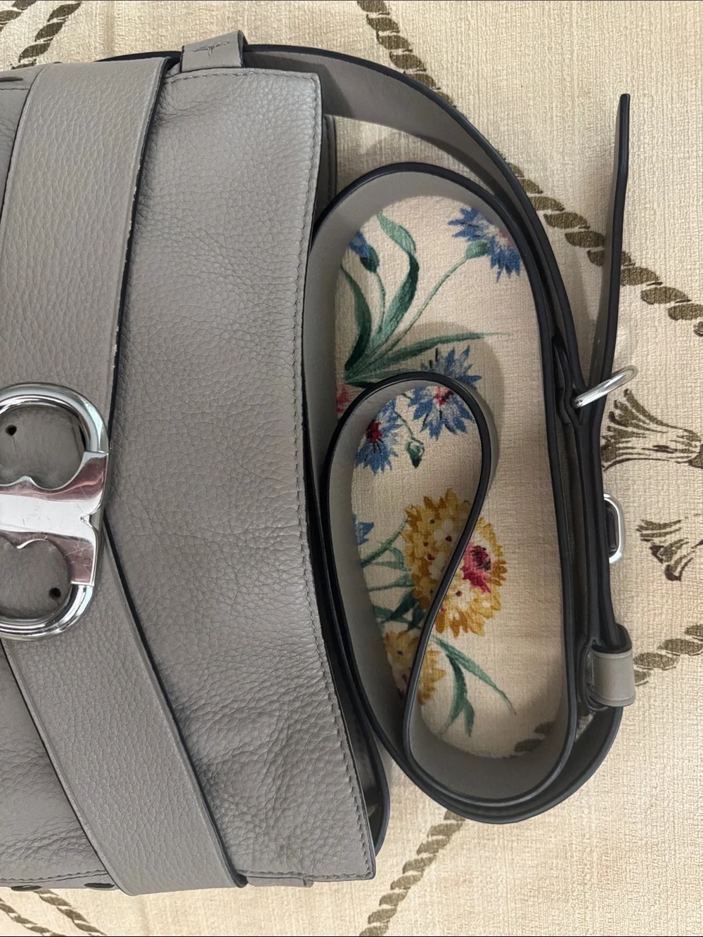 Tory Burch Gemini Link Hobo Large Shoulder Crossbody Bag Purse French Gray